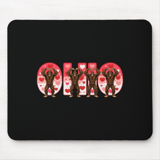 Mousepad O-h-i-o Funny Bigfoot Ohio In Midwestern Valentine (Frente)