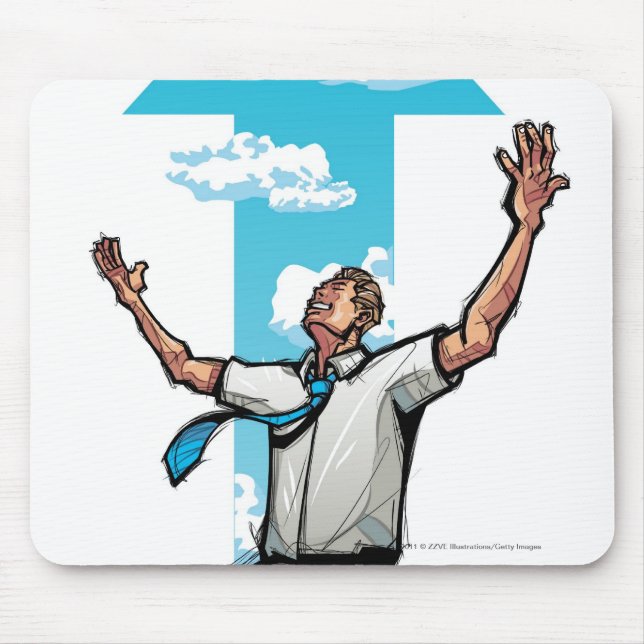 Mousepad O homem de negócios que ajoelha-se, seta assina (Frente)