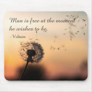 Mousepad O Homem é Livre Citação de Voltaire Dandelion