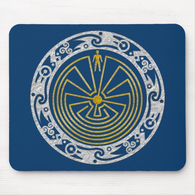 Mousepad O Homem no Maze - Ouro de ornamento prata (Frente)