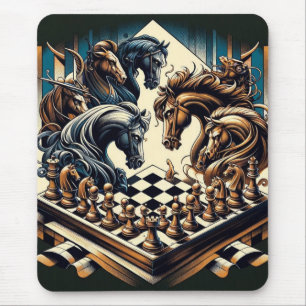 Mousepad O jogo de cavaleiros - xadrez encontra fantasia