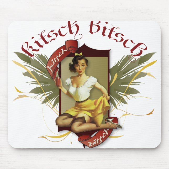 Mousepad O kitsch Bitsch: Pin-Acima retro do tatuagem da (Frente)