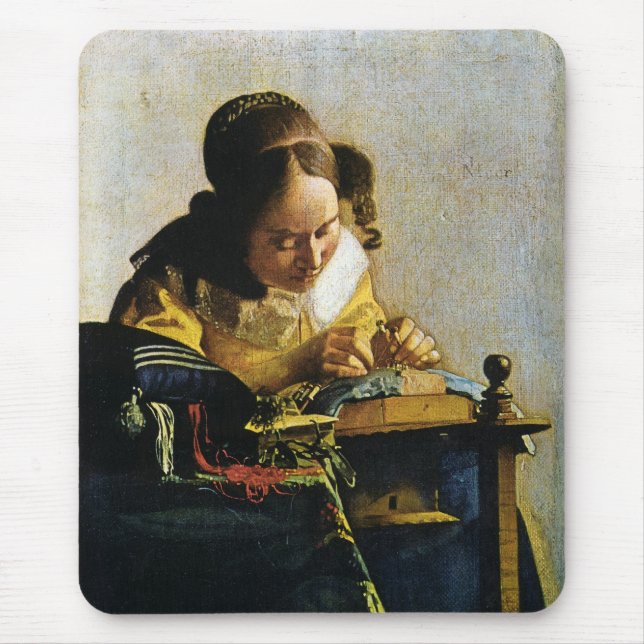 Mousepad O Lacemaker de Johannes Vermeer (cerca de 1670) (Frente)