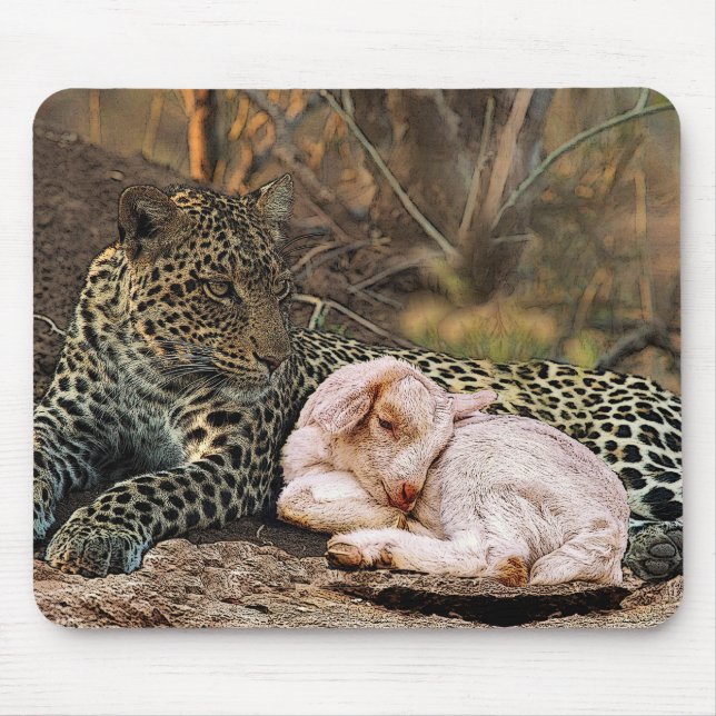 Mousepad "O leopardo deve se deitar com a criança" (Frente)