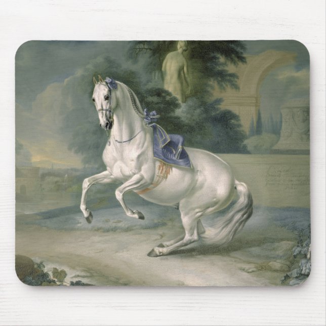 Mousepad O levade "Leal" branco do en do garanhão, 1721 (Frente)