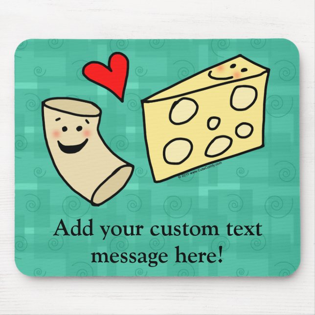 Mousepad O Mac ama o queijo, macarrão bonito engraçado + (Frente)