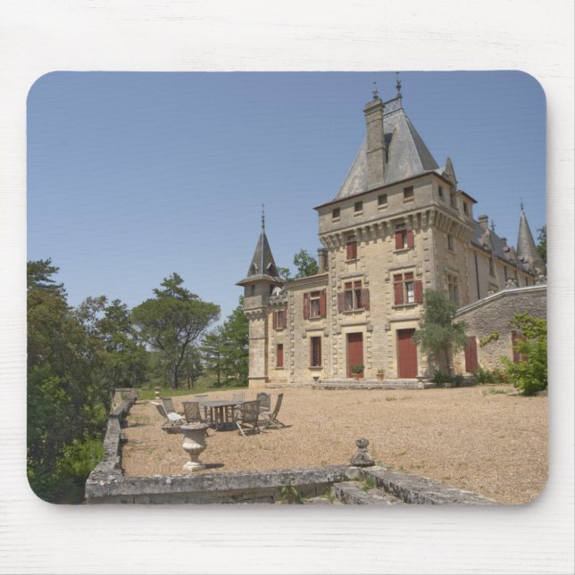 Mousepad O magnífico Chateau de Pressac e o jardim (Frente)
