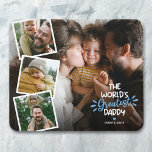 Mousepad O maior mouse fotográfico do mundo com Pai 4<br><div class="desc">Pasta de mouse bonita com 4 fotos da família para você substituí-la pela sua,  o bonito ditado "o maior pai do mundo" e seus nomes.</div>