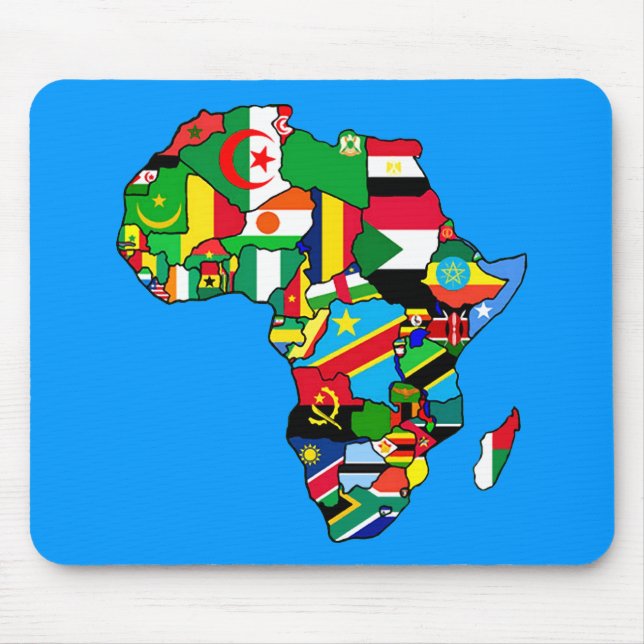Mousepad O mapa africano de bandeiras de África dentro do (Frente)