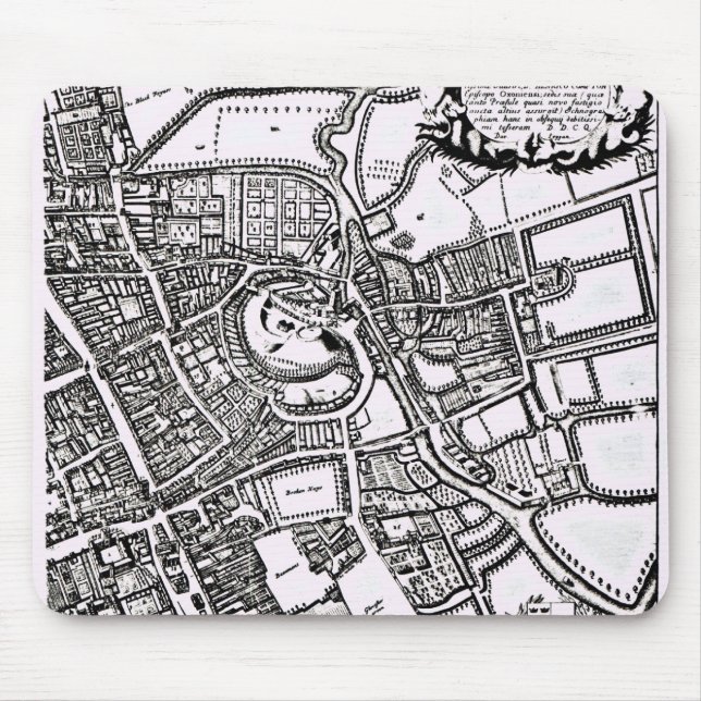Mousepad O mapa de Loggan de Oxford, folha ocidental (Frente)