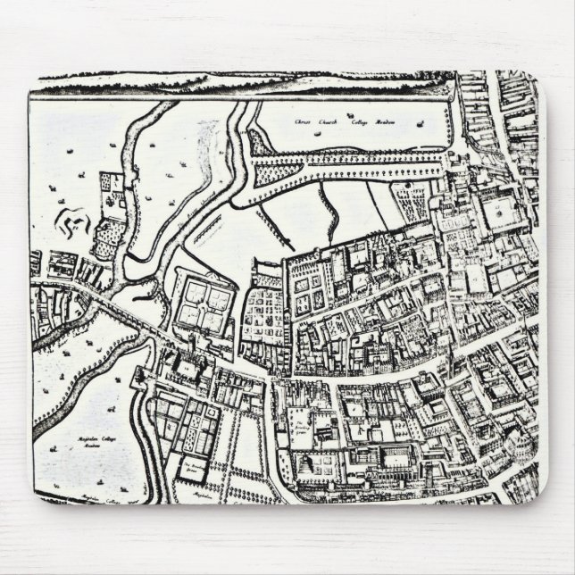 Mousepad O mapa de Loggan de Oxford, folha oriental (Frente)