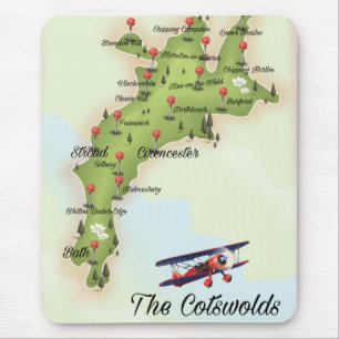 Mousepad O Mapa de Vintage dos Cotswolds