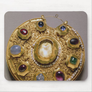 Mousepad O medalhão de Kolt, ouro ajustou-se com pérolas