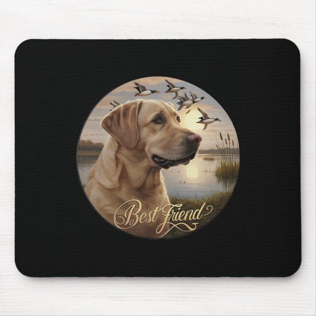 Mousepad O Melhor Amigo A Caçá Amarelo A Caça Com Patos (Frente)