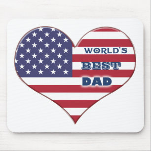 Mousepad O melhor Pai da América Flag Heart