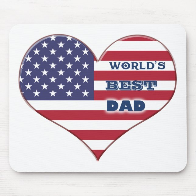 Mousepad O melhor Pai da América Flag Heart (Frente)
