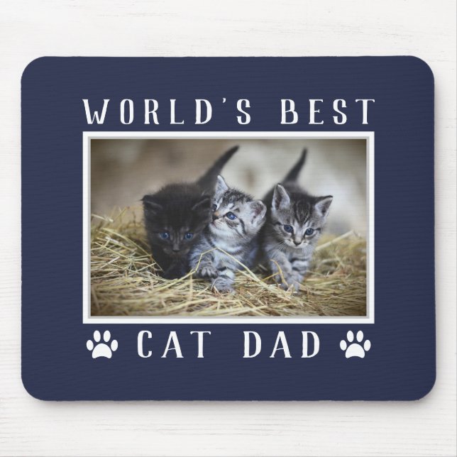 Mousepad O melhor Pai de gato do mundo imprime Marinho azul (Frente)