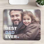 Mousepad O melhor pai de todos os dias de os pais<br><div class="desc">Mouse pad com sua foto personalizada e o texto "Melhor pai de sempre" como uma cobertura azul clara e branca no canto inferior esquerdo.</div>