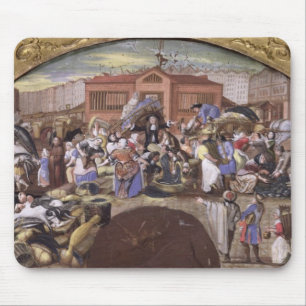 Mousepad O mercado de peixes em Les Halles, c.1660
