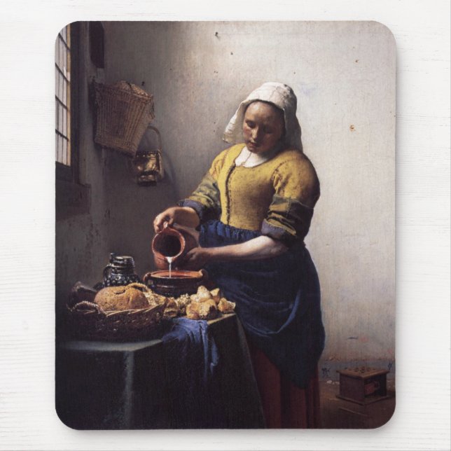 Mousepad O Milkmaid por Johannes Vermeer (Frente)