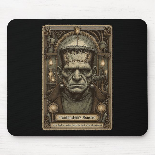 Mousepad O Monstro Frankenstein Vintage Halloween Tarot C (Frente)