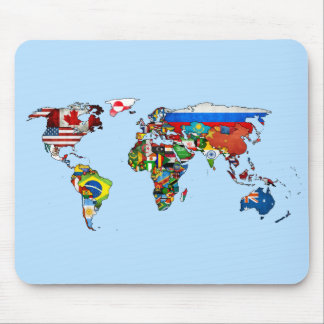 Mousepad O mundo embandeira o tapete do rato do mapa