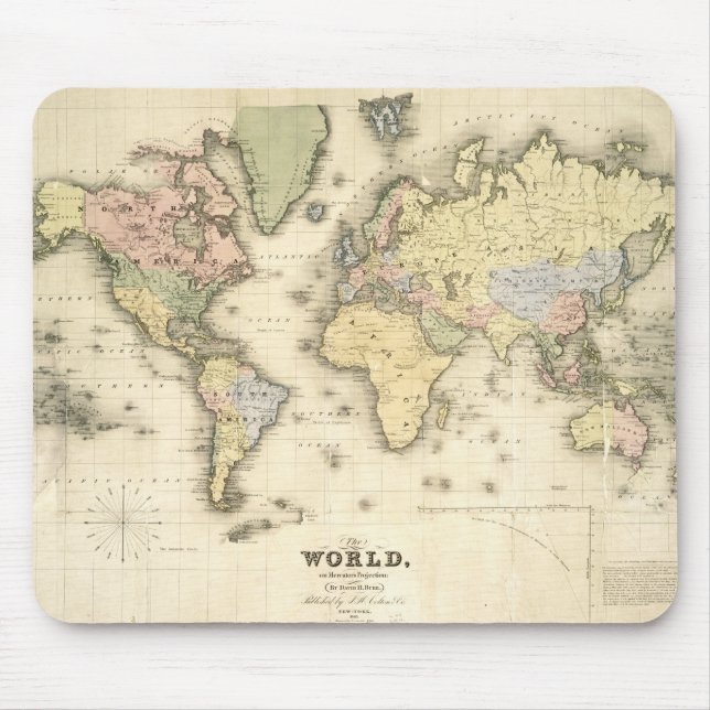 Mousepad O mundo na projeção de Mercator | 1840 (Frente)
