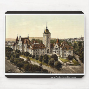 Mousepad O museu, Zurique, vintage Photochrom da suiça
