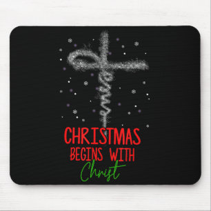 Mousepad O Natal Começa Com Cruz De Cristo Religioso Cristã