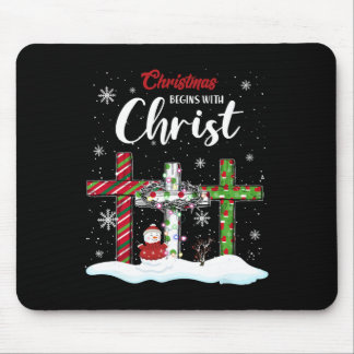 Mousepad O Natal Começa Com O Cristo Snowman Christian Cro