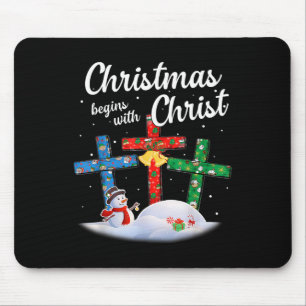Mousepad O Natal Começa Com O Cristo Snowman Christian Cro