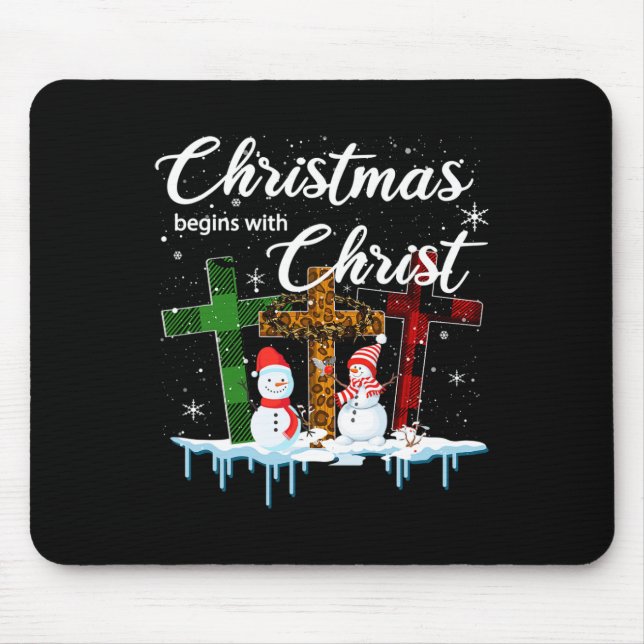 Mousepad O Natal Começa Com Presentes De Xmas De Cristo (Frente)