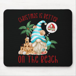 Mousepad O Natal é Melhor na Praia - Gnomo Divertido de Nat