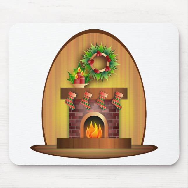 Mousepad O Natal tempera a lareira das meias dos (Frente)