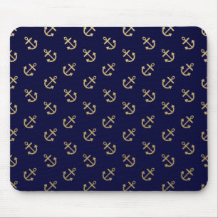 Mousepad O ouro ancora o teste padrão do fundo dos azuis