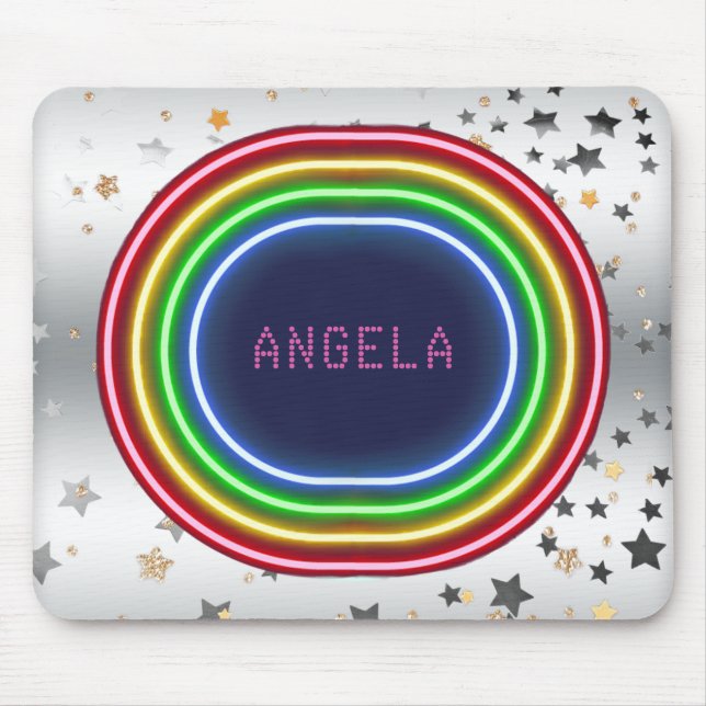 Mousepad O ouro de prata das luzes de néon Stars | (Frente)