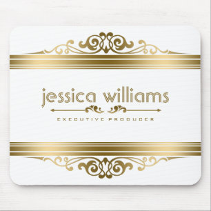 Mousepad O ouro elegante listra acentos florais