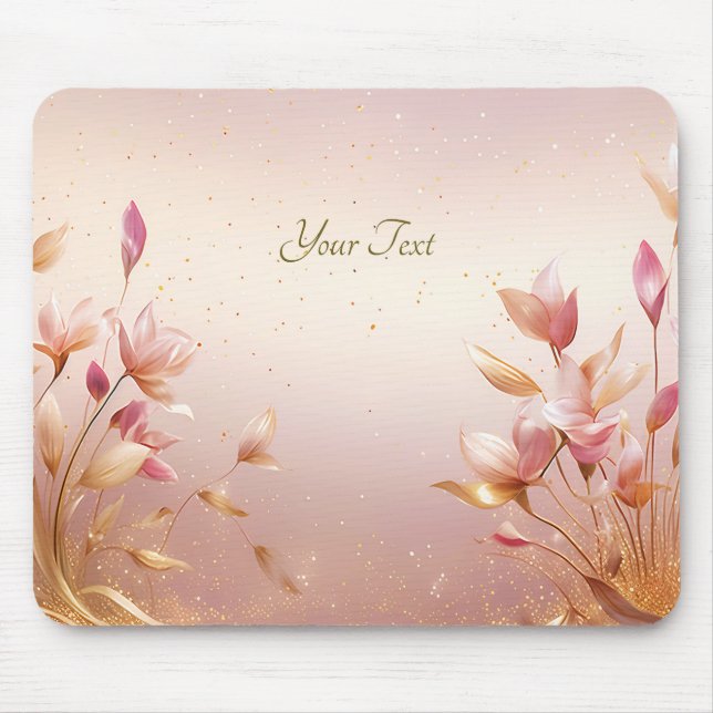 Mousepad O Ouro Rosa Deixa Um Bloco De Mão Floral (Frente)