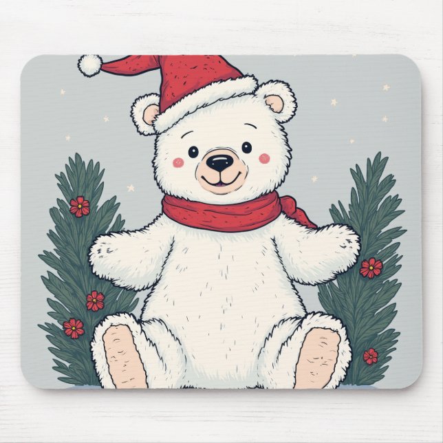 Mousepad O Pad De Mouse De Urso De Natal Mais Perto (Frente)