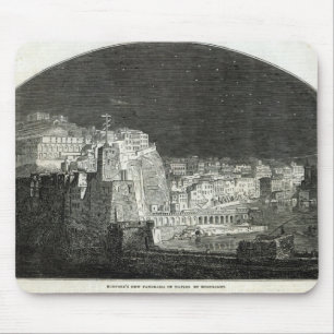 Mousepad O panorama novo de Burford de Nápoles pelo luar