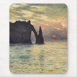 Mousepad O penhasco Etretat, por do sol por Claude Monet