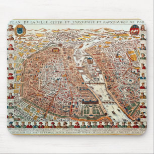 Mousepad O plano de Paris limitou por um cronológico