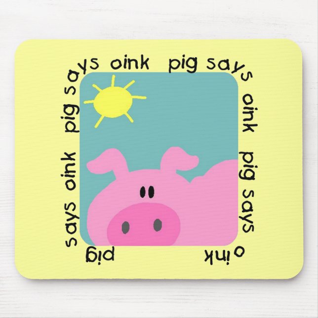 Mousepad O porco diz Oink t-shirt e presentes (Frente)