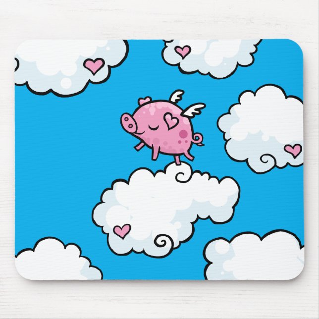 Mousepad O porco do vôo dança em nuvens (Frente)