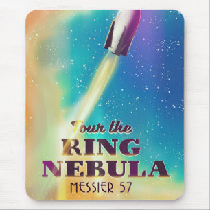 Mousepad O pôster de viagem espacial da Nebulosa do Anel (M