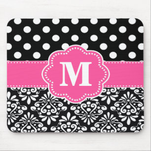Mousepad O preto cor-de-rosa pontilha a almofada de rato do
