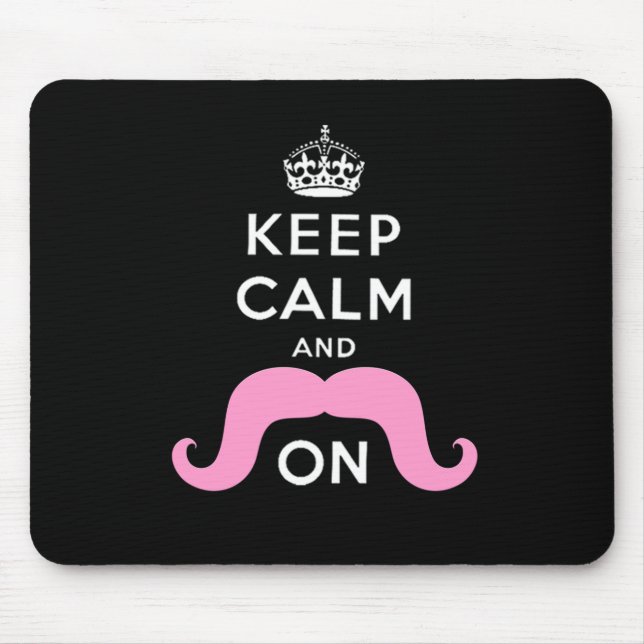 Mousepad O preto engraçado, rosa mantem a calma e o bigode (Frente)
