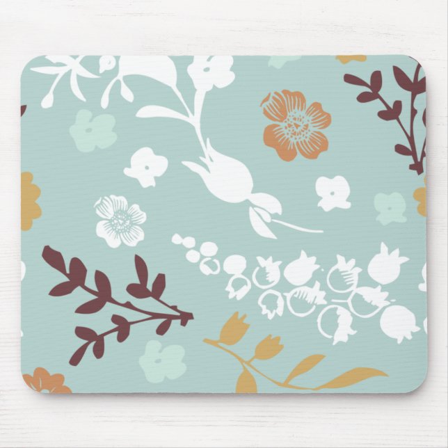 Mousepad O primavera floresce o teste padrão floral azul (Frente)