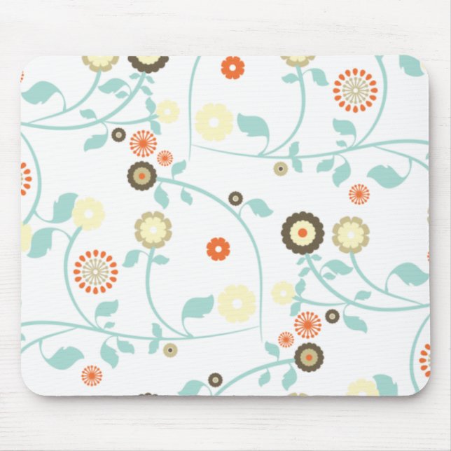 Mousepad O primavera floresce o teste padrão floral chique (Frente)