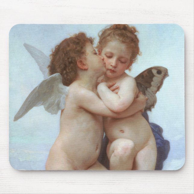 Mousepad O primeiro beijo, amor e psyche, Bouguereau (Frente)